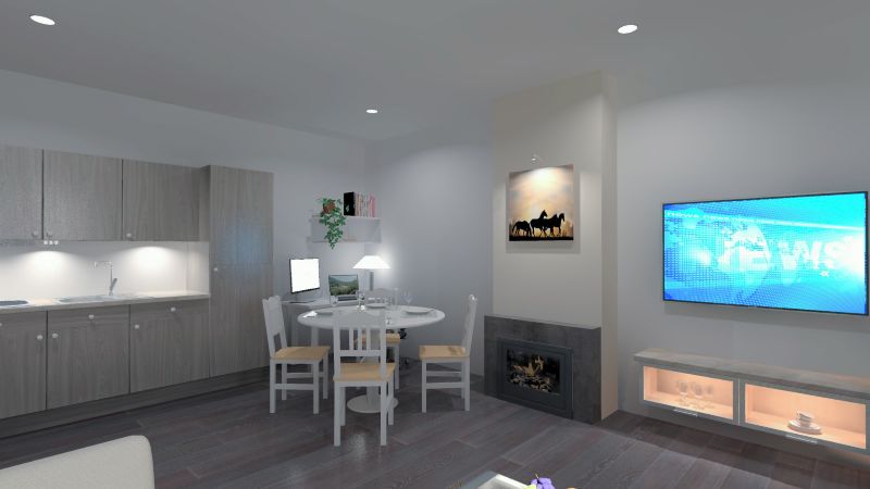 Cuisine équipée et espace dînatoire